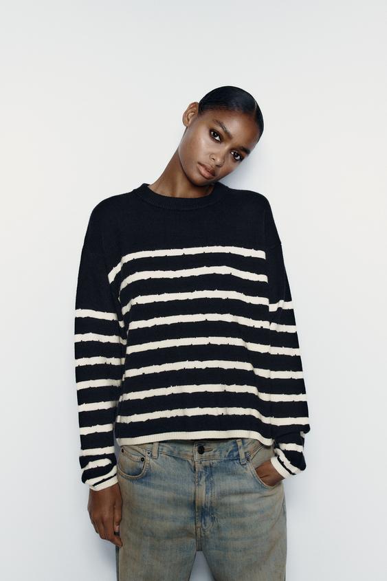 SUÉTER DE TRICÔ LISTRADO listrado ZARA Brasil