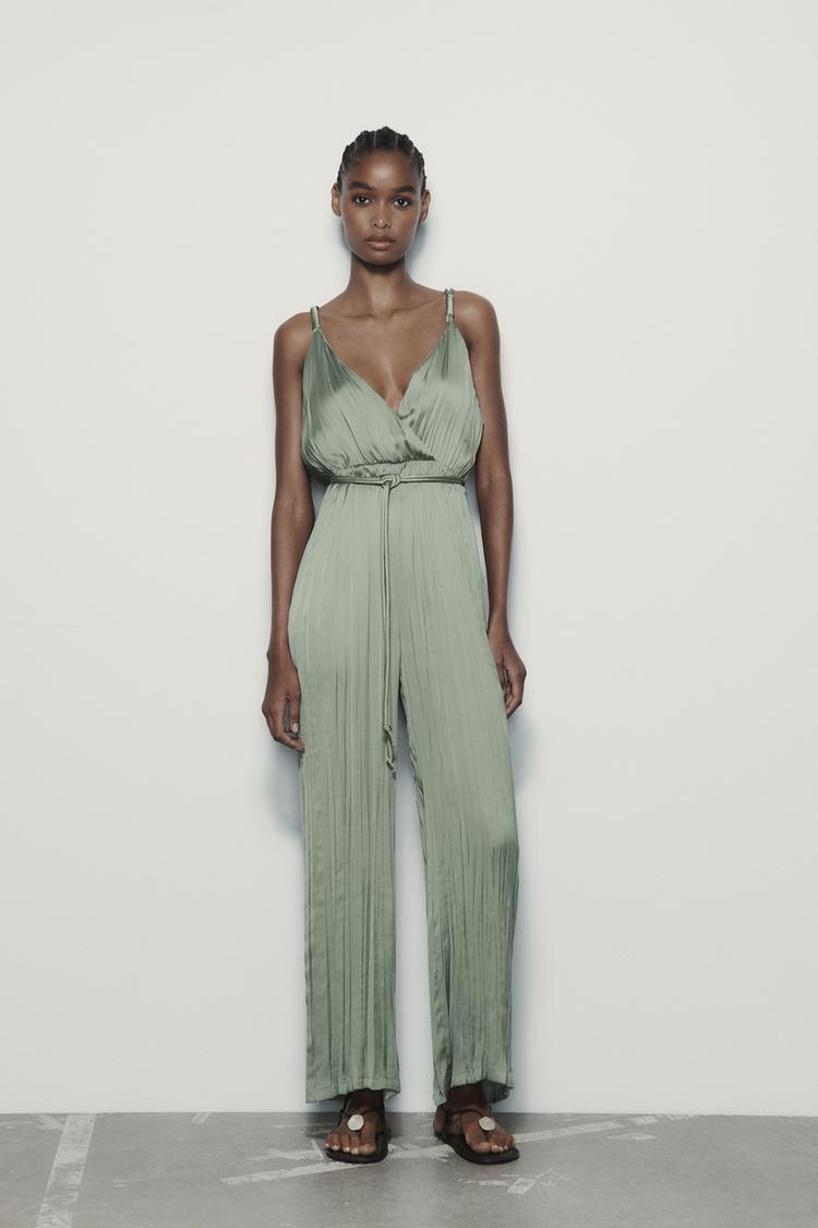 SATIN JUMPSUIT WITH WRINKLED EFFECT