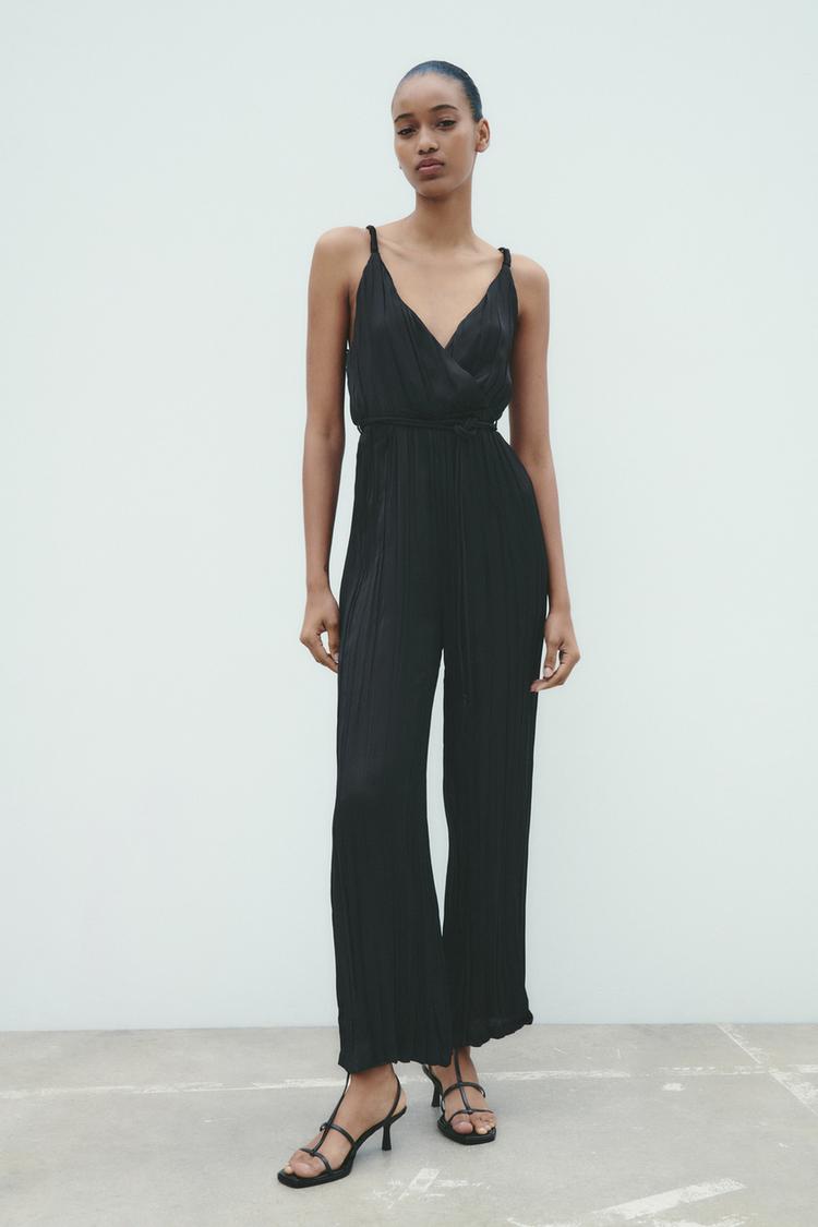 SATIN JUMPSUIT WITH WRINKLED EFFECT