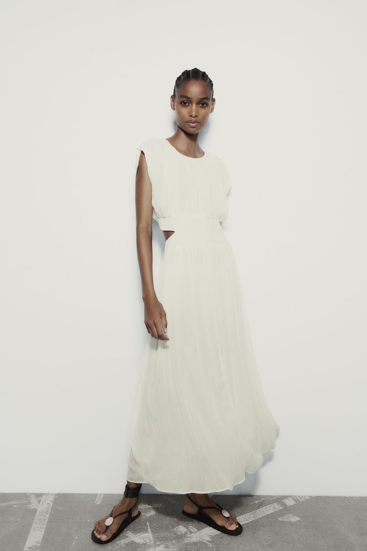 PLEATED MIDI DRESS WITH CUT-OUT DETAIL