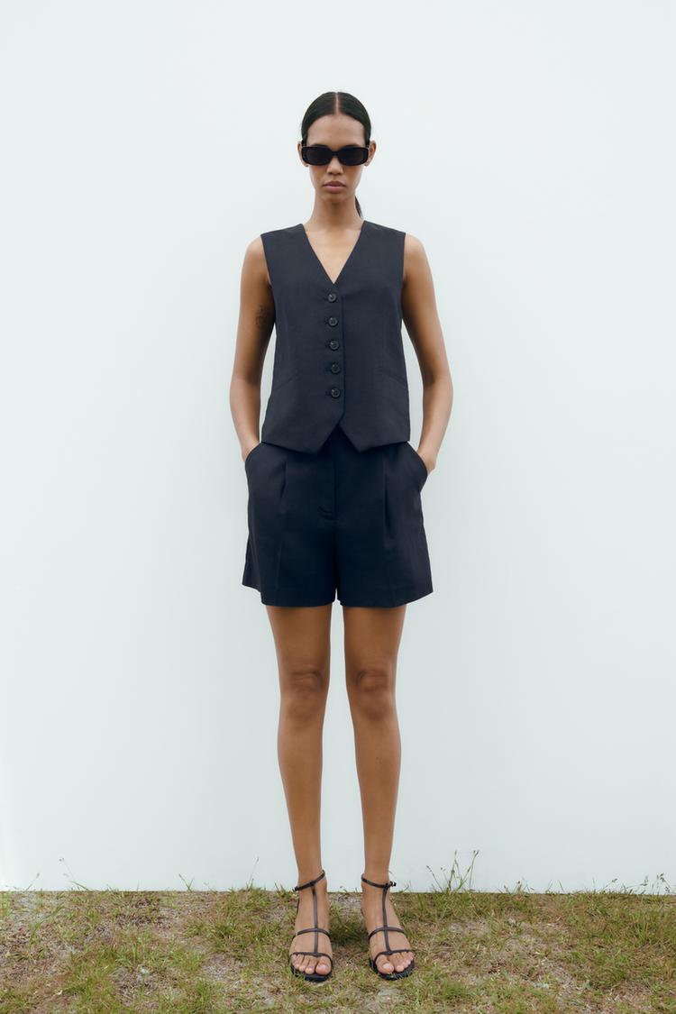 TAILORED LINEN BLEND WAISTCOAT
