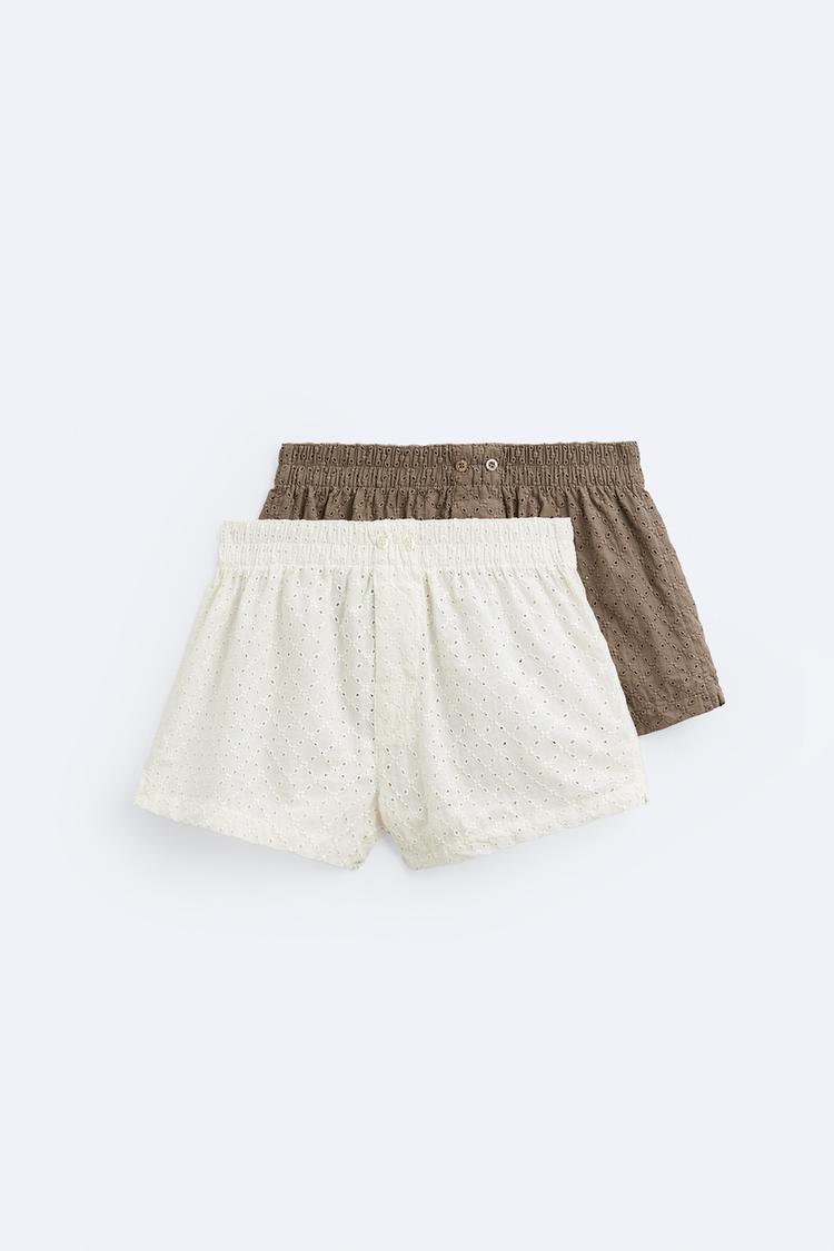 2-PACK OF BOXERS WITH CUTWORK EMBROIDERY