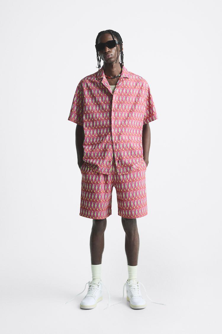 GEOMETRIC KNIT JACQUARD BERMUDA SHORTS