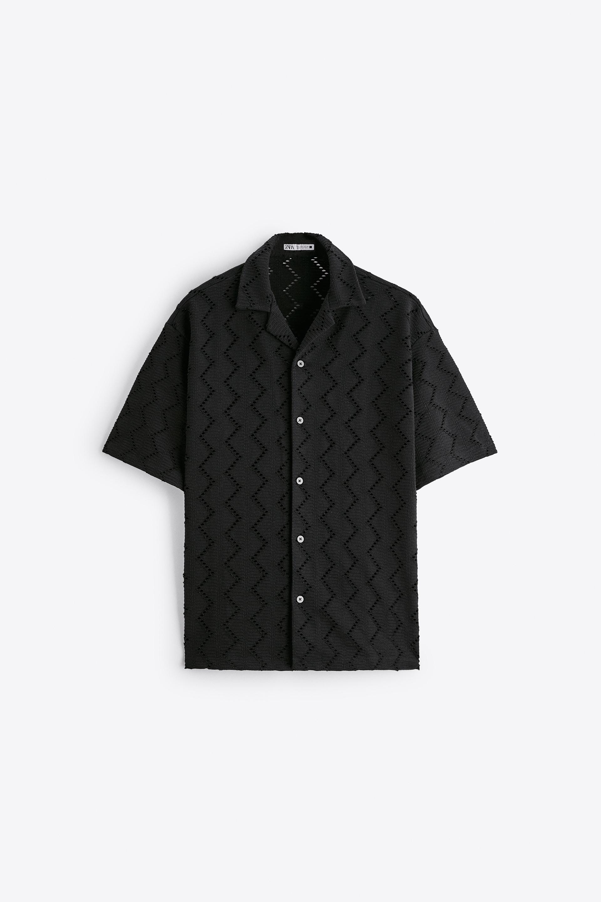 TEXTURED CROCHET SHIRT Black ZARA Turkey