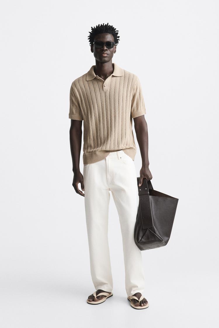 RIBBED KNIT POLO SHIRT