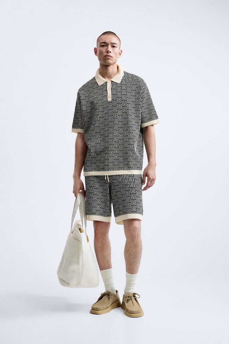 GEOMETRIC KNIT JACQUARD BERMUDA SHORTS