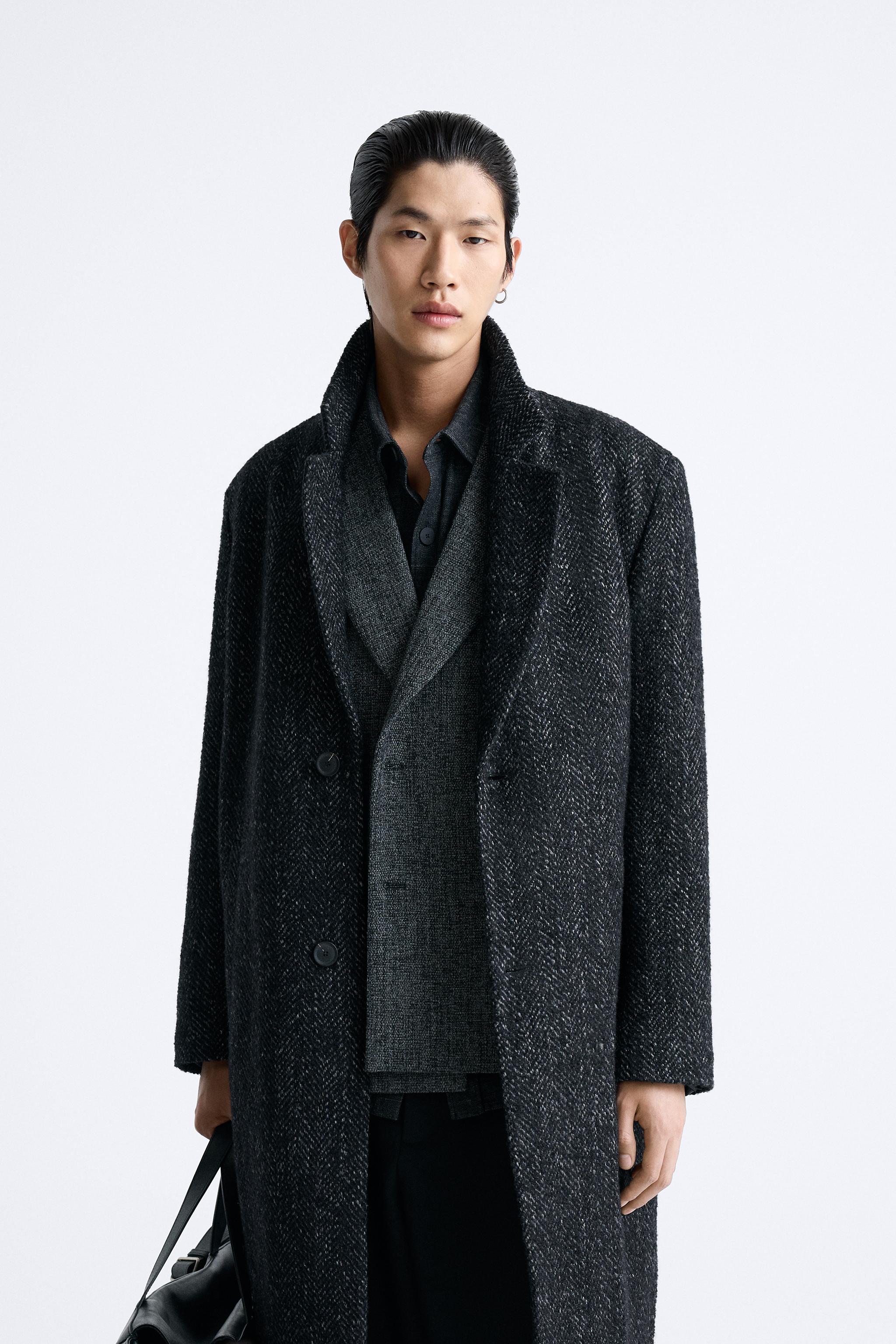 HERRINGBONE TEXTURED WEAVE COAT