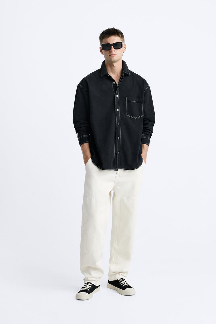 SHIRT WITH CONTRAST TOPSTITCHING