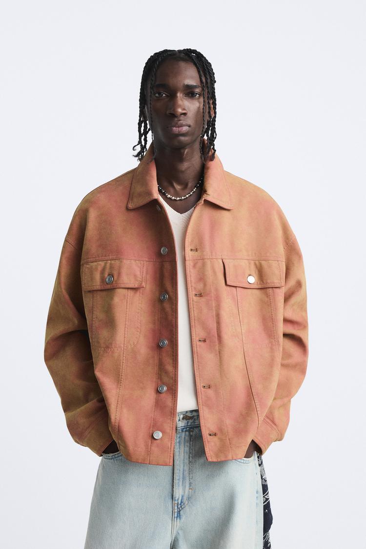 FADED FAUX SUEDE JACKET