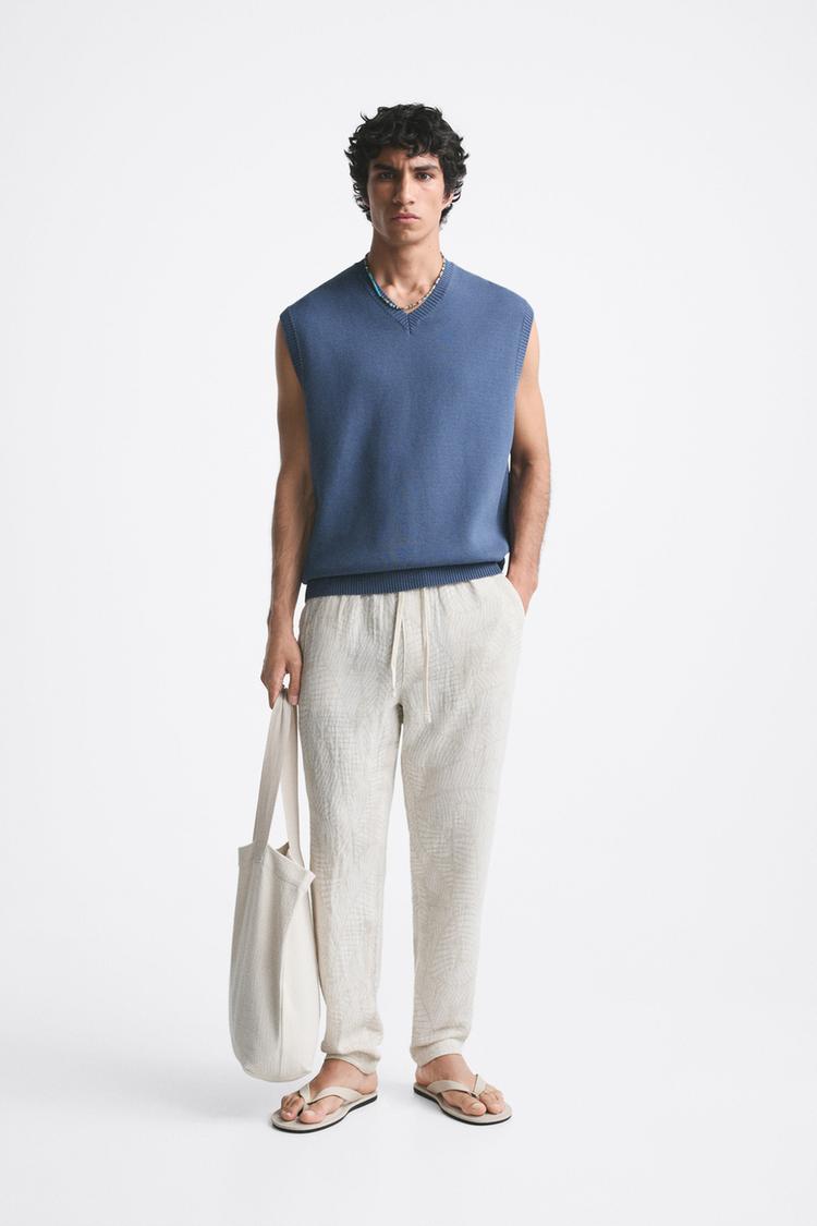 LEAF MOTIF JACQUARD TROUSERS