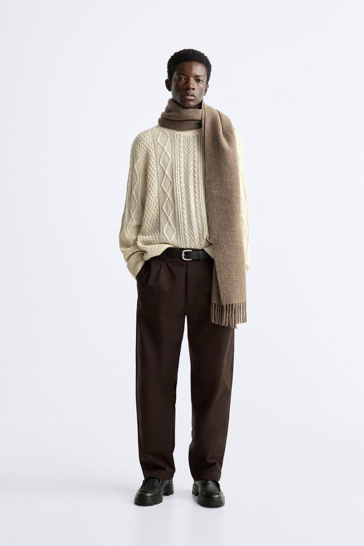 TEXTURED CABLE-KNIT SWEATER