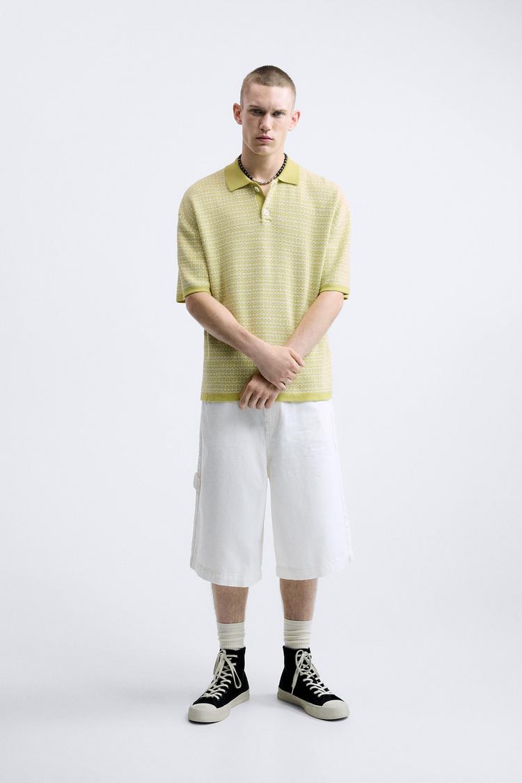 GEOMETRIC JACQUARD KNIT POLO SHIRT