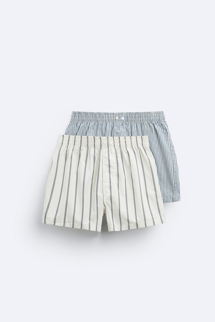 PACK OF 2 STRIPED POPLIN BOXERS