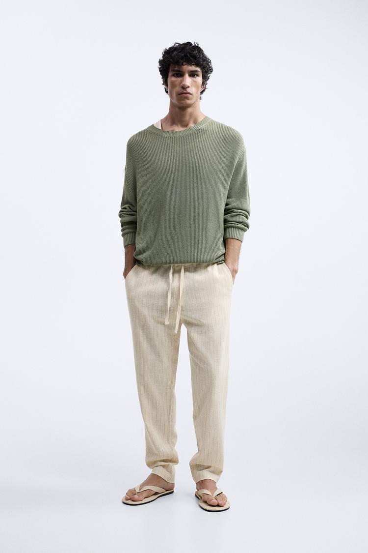 STRIPED JOGGER WAIST TROUSERS