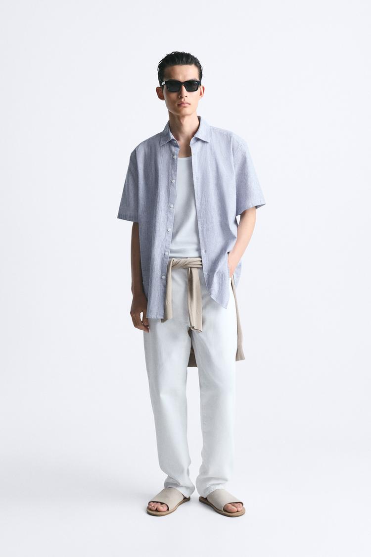STRIPED COTTON - LINEN SHIRT