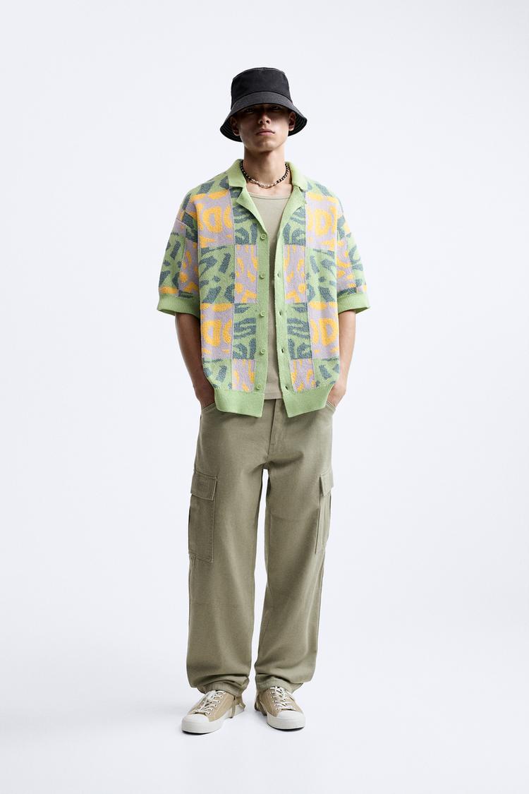 PATCHWORK JACQUARD KNIT SHIRT