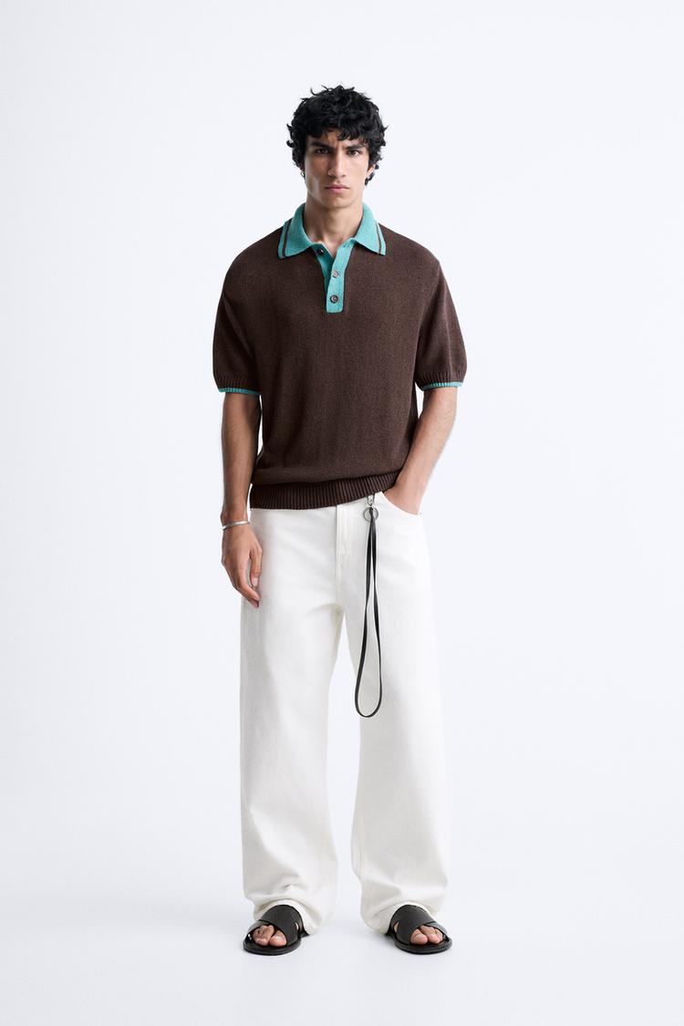 CONTRAST KNIT POLO SHIRT