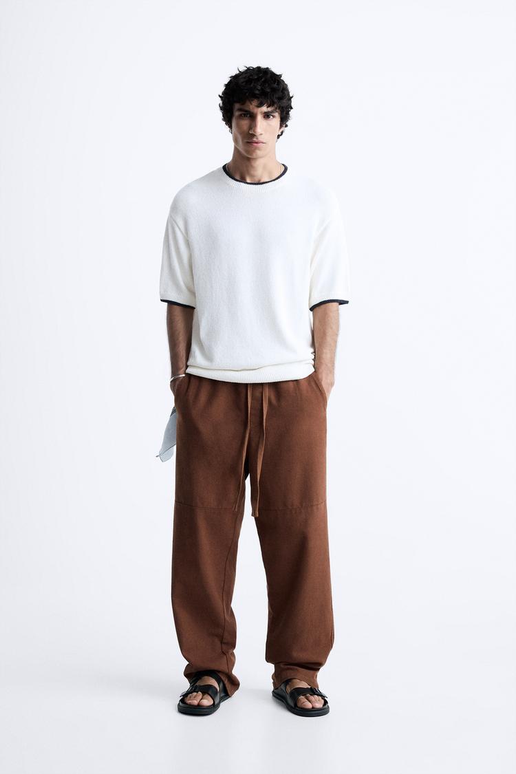 CONTRAST KNIT T-SHIRT