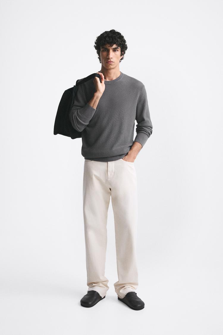 TEXTURED COTTON SWEATER