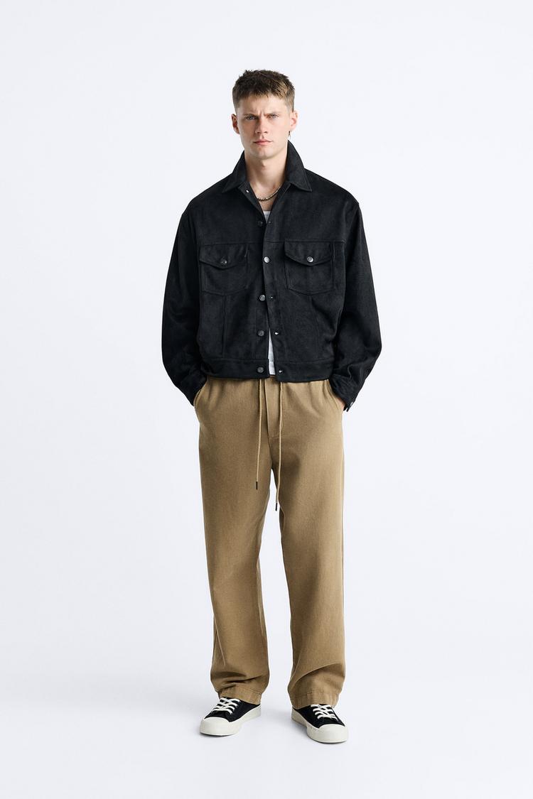 FAUX SUEDE BOXY FIT JACKET