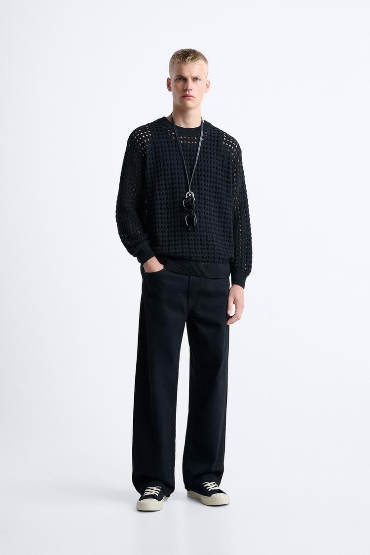 TEXTURED CROCHET SWEATER