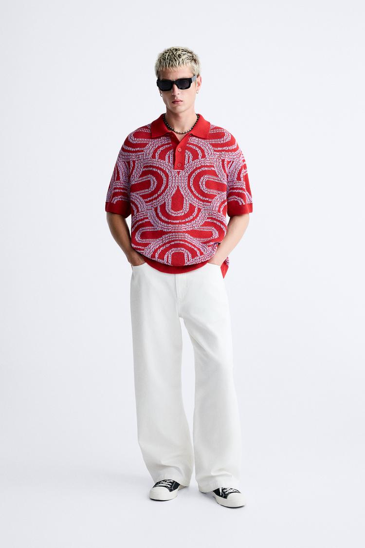 WAVE JACQUARD KNIT POLO SHIRT