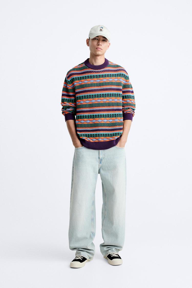 STRIPED CROCHET SWEATER