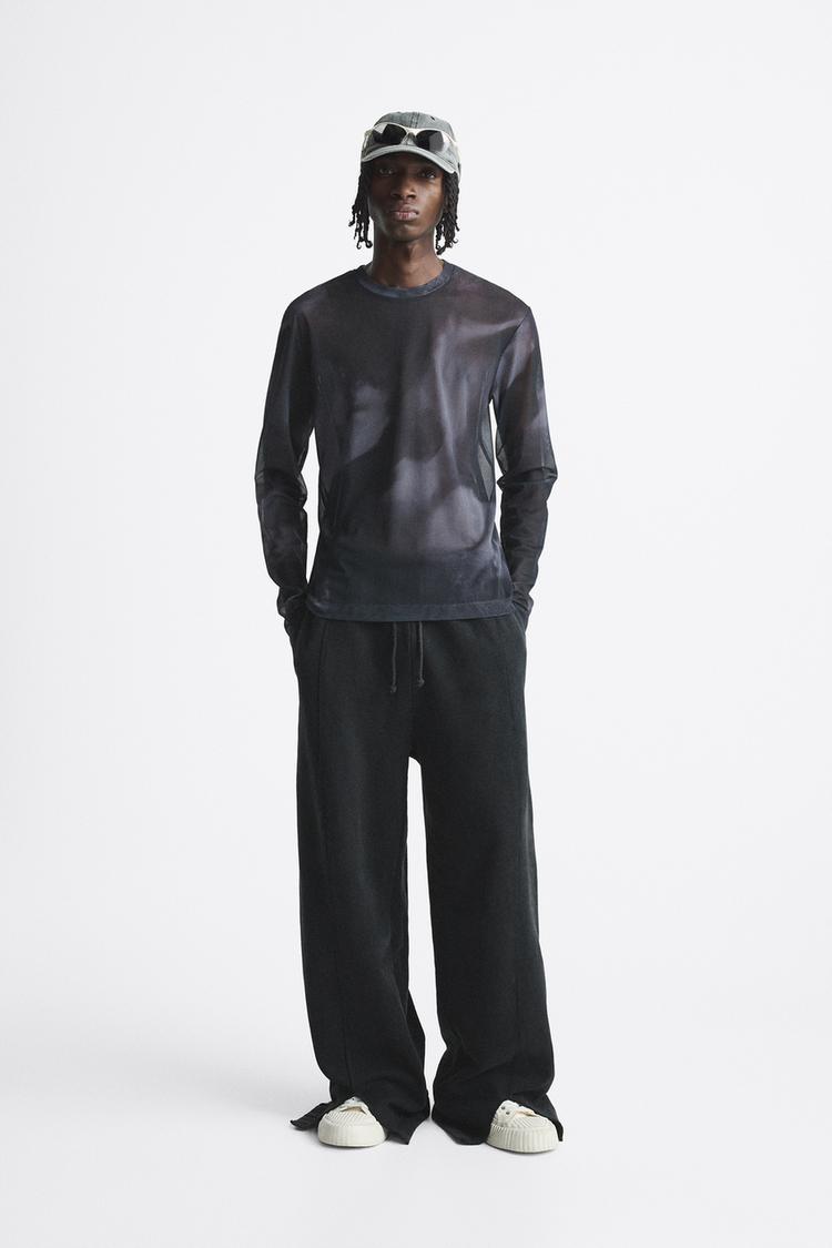 TULLE T-SHIRT WITH ABSTRACT PRINT