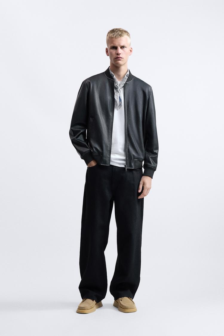 FAUX LEATHER BOMBER JACKET