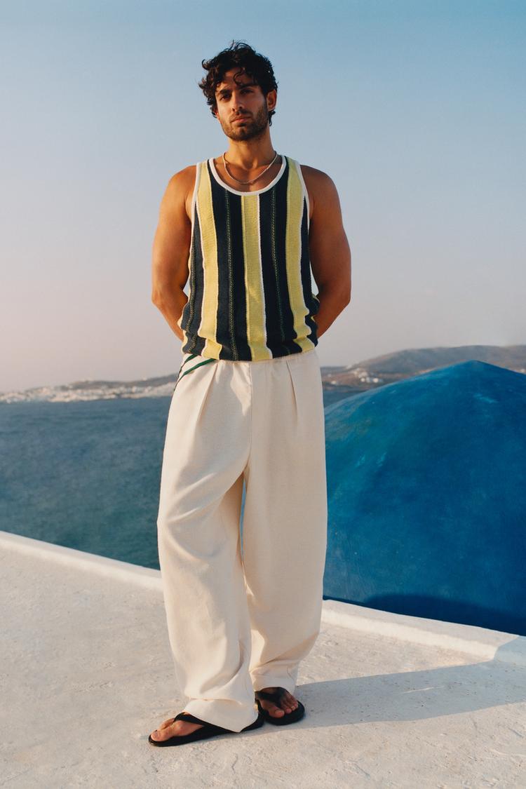STRIPED CROCHET TANK TOP