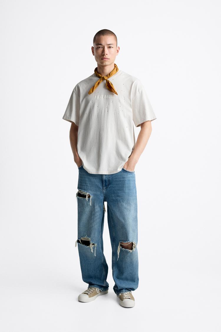 PRINTED RIPPED T-SHIRT