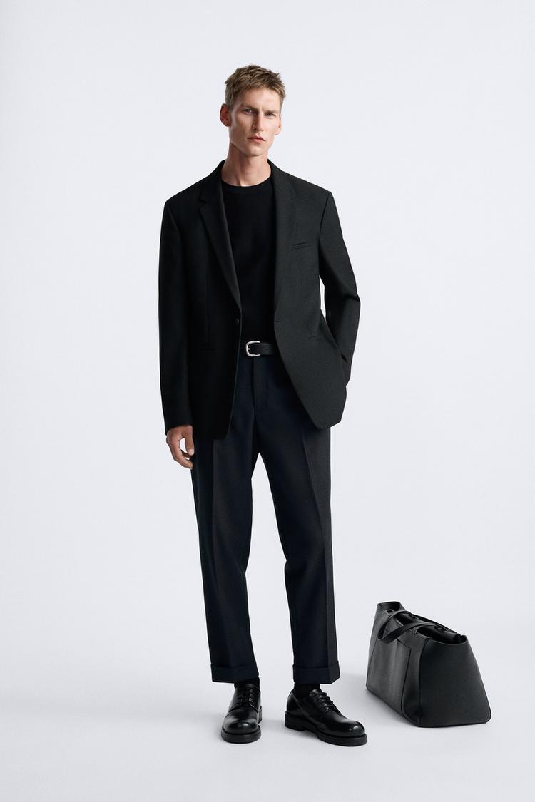 TEXTURED SUIT TROUSERS