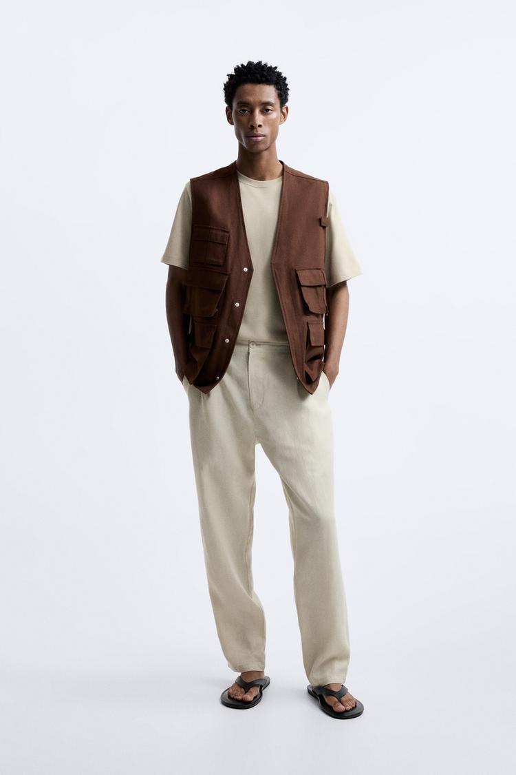 100% LINEN PLEATED TROUSERS