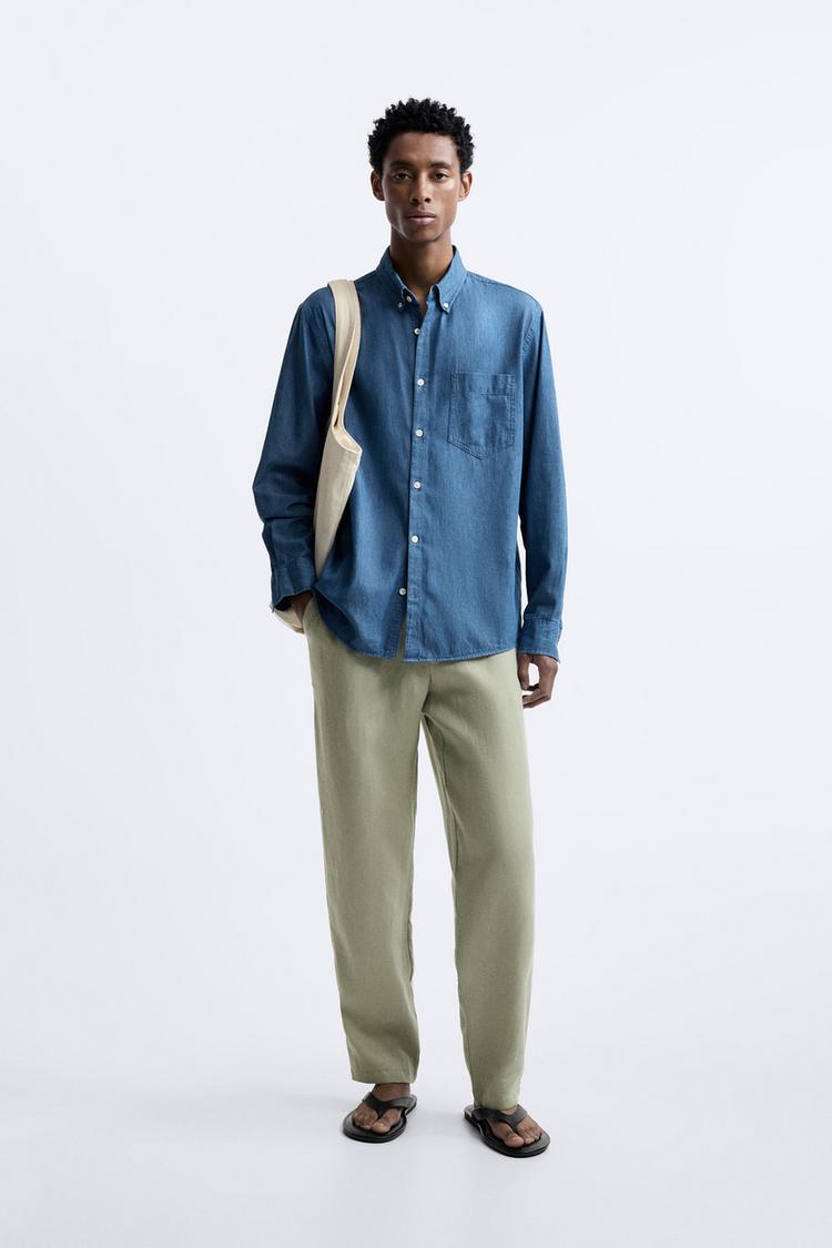 100% LINEN PLEATED TROUSERS