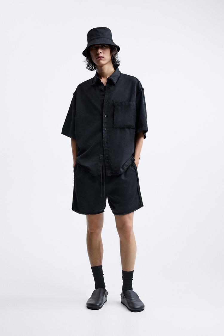 COTTON-LINEN BERMUDA SHORTS