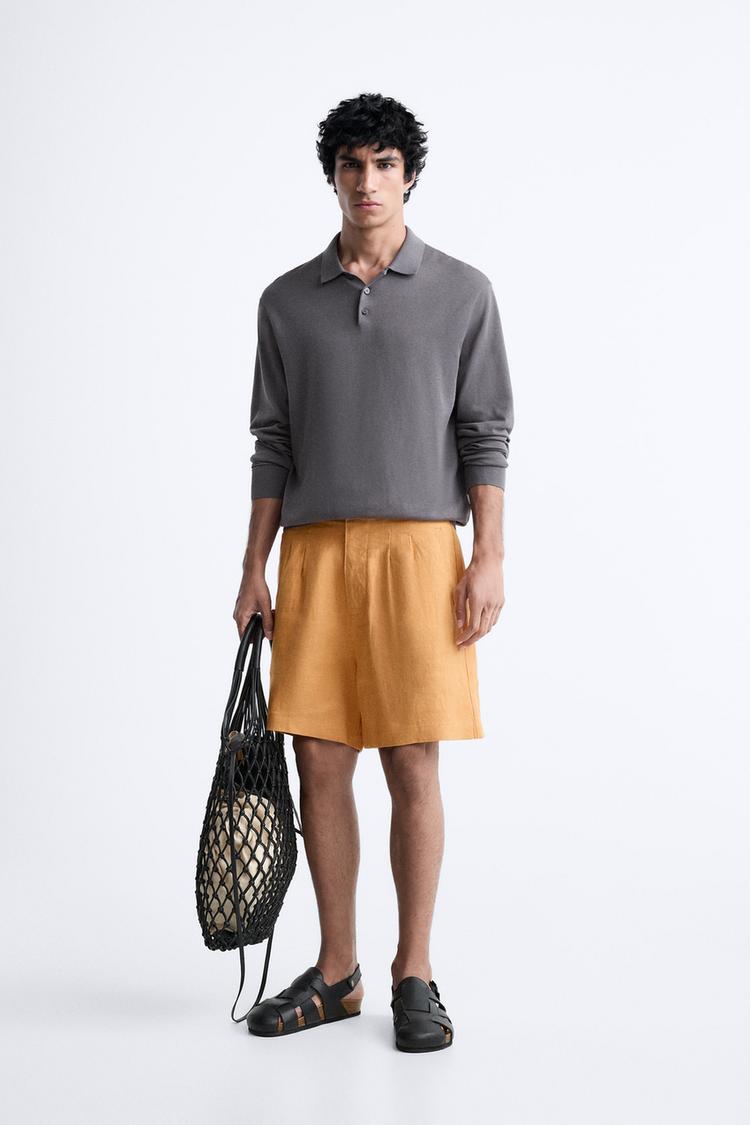 100% LINEN BERMUDA SHORTS