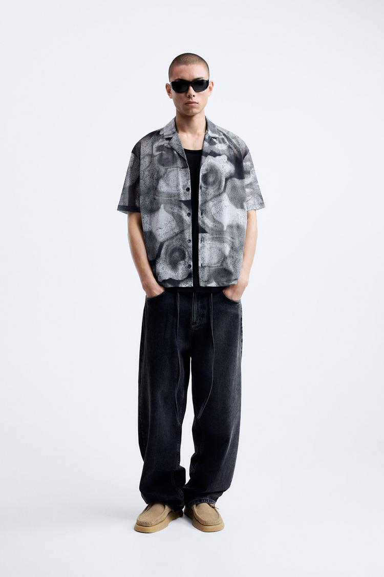 ABSTRACT PRINT TULLE SHIRT