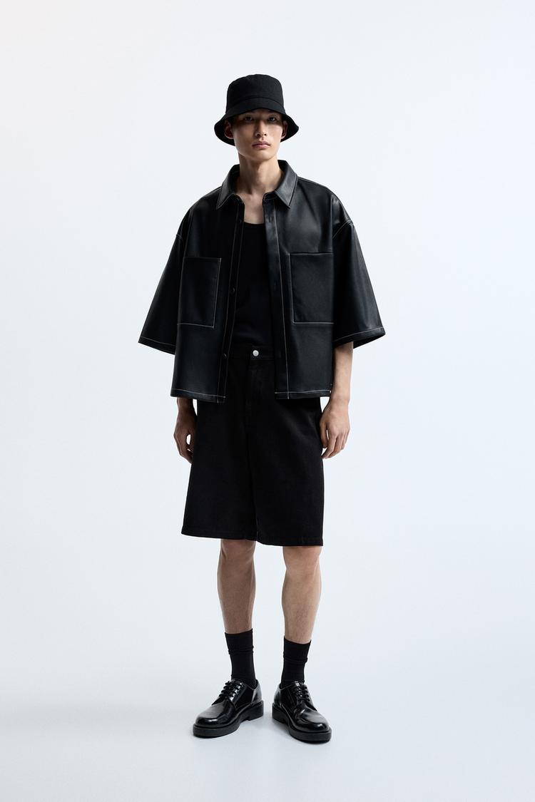 FAUX LEATHER OVERSHIRT