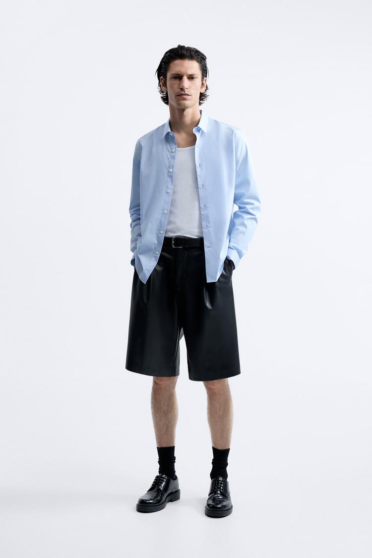 FAUX LEATHER BERMUDA SHORTS