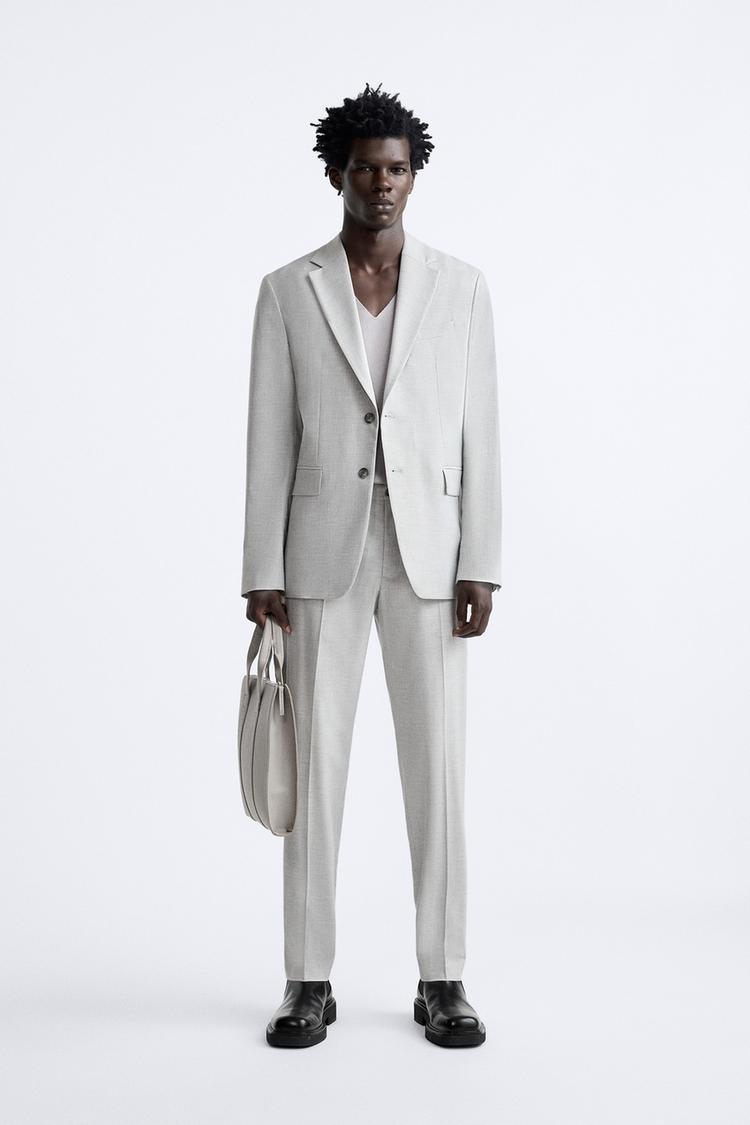 TEXTURED SUIT TROUSERS