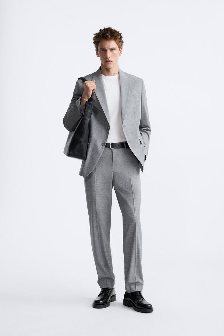 CHECK TEXTURE SUIT TROUSERS