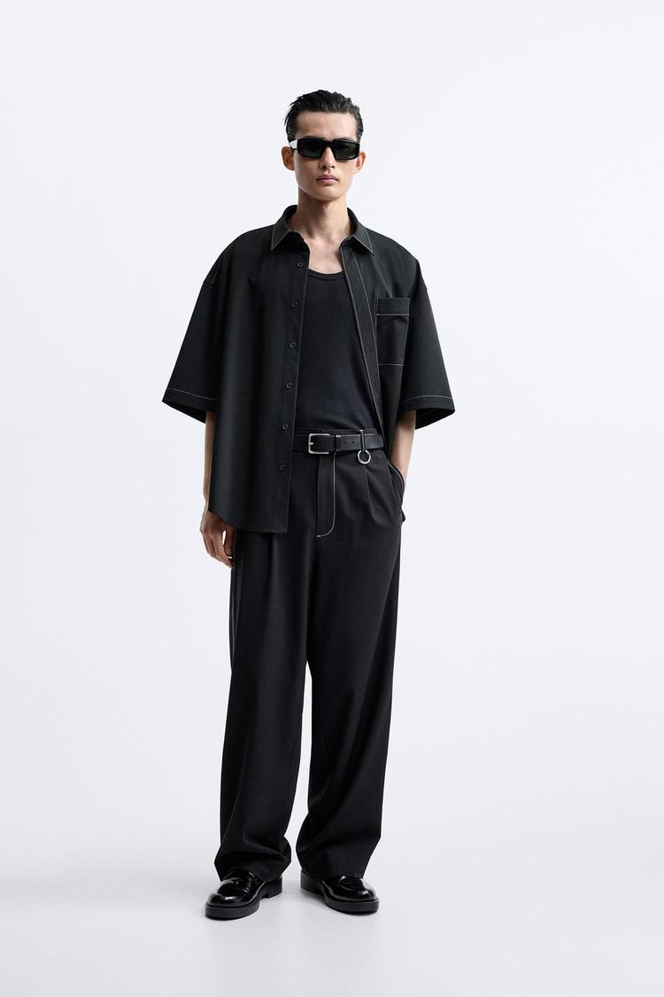 TROUSERS WITH CONTRAST TOPSTITCHING