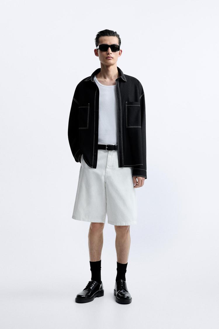 OVERSHIRT WITH CONTRAST TOPSTITCHING