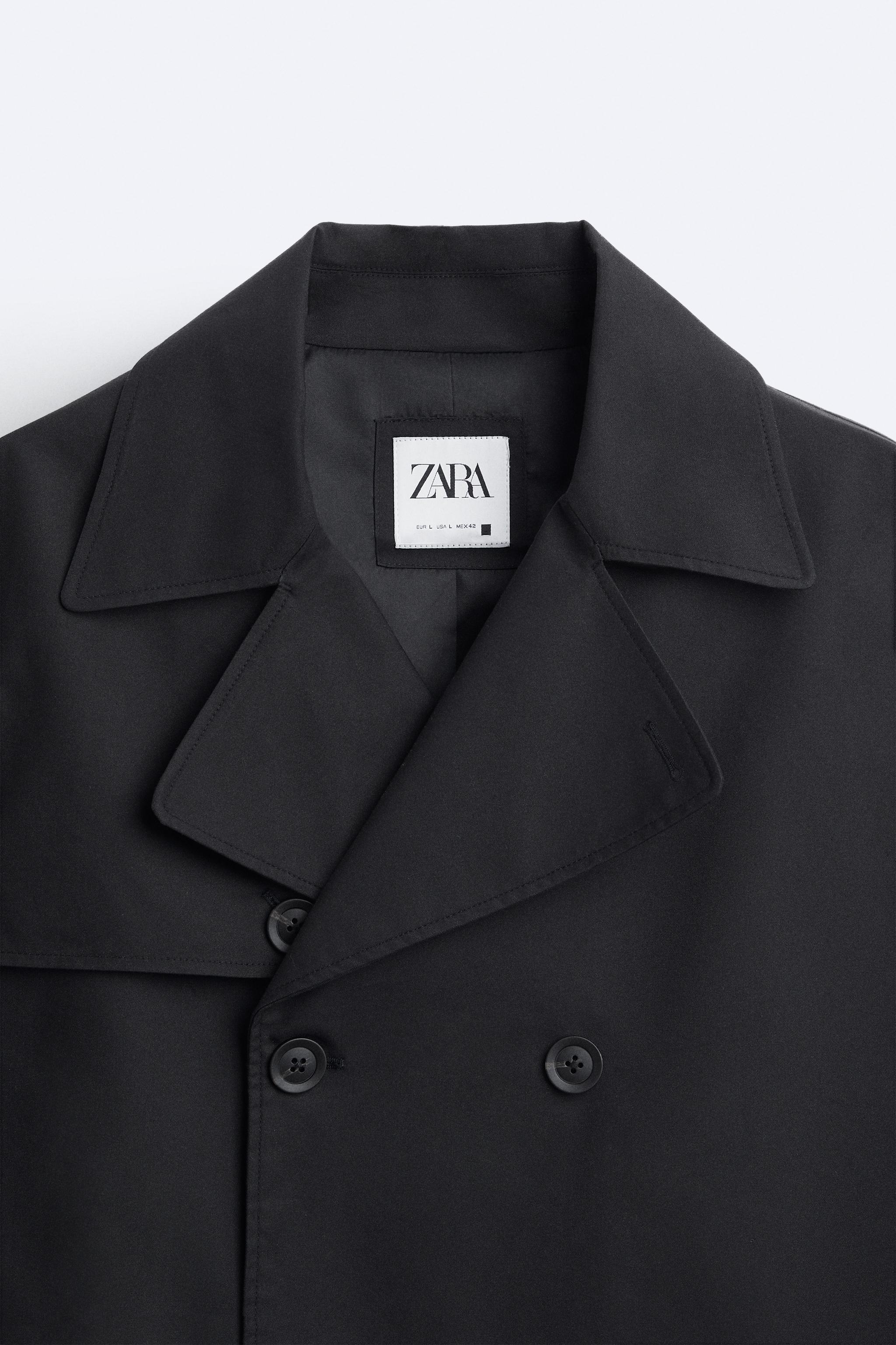 Zara double breasted coat black hotsell