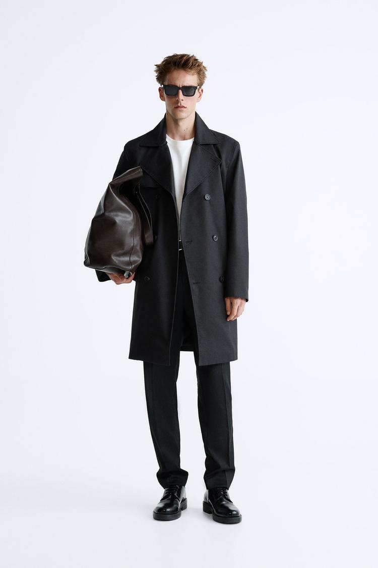DOUBLE-BREASTED TECHNICAL TRENCH COAT