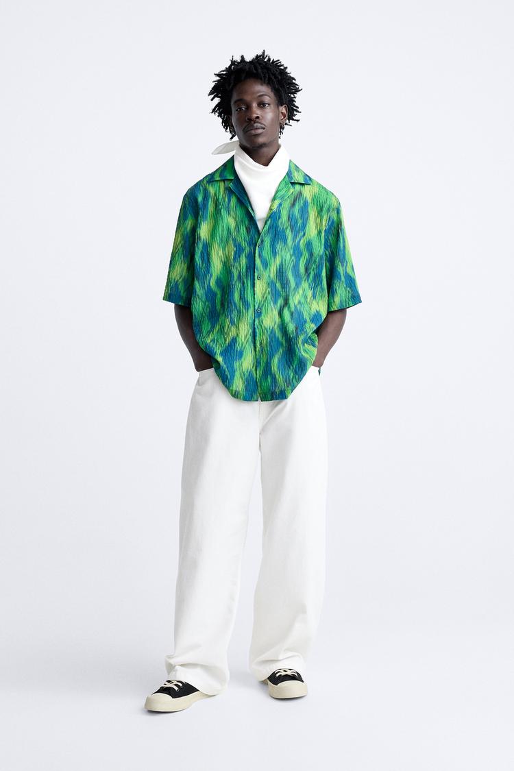 ABSTRACT PRINT TEXTURED SHIRT