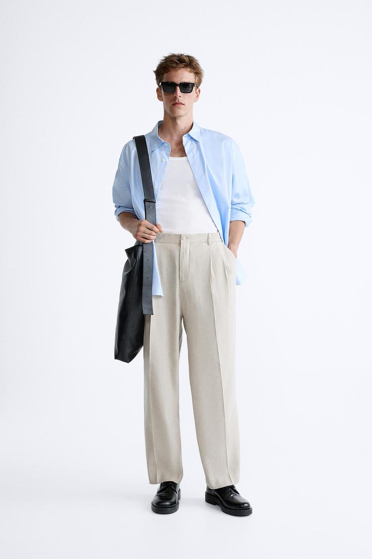 LINEN BLEND TROUSERS