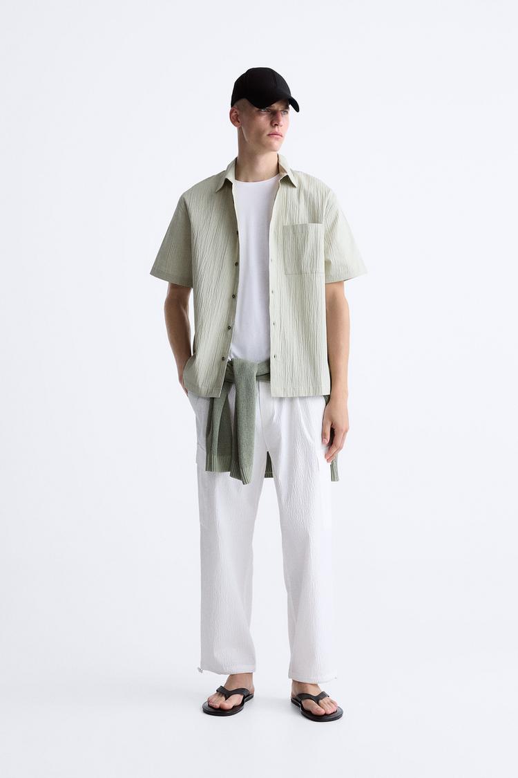 SEERSUCKER CARGO TROUSERS