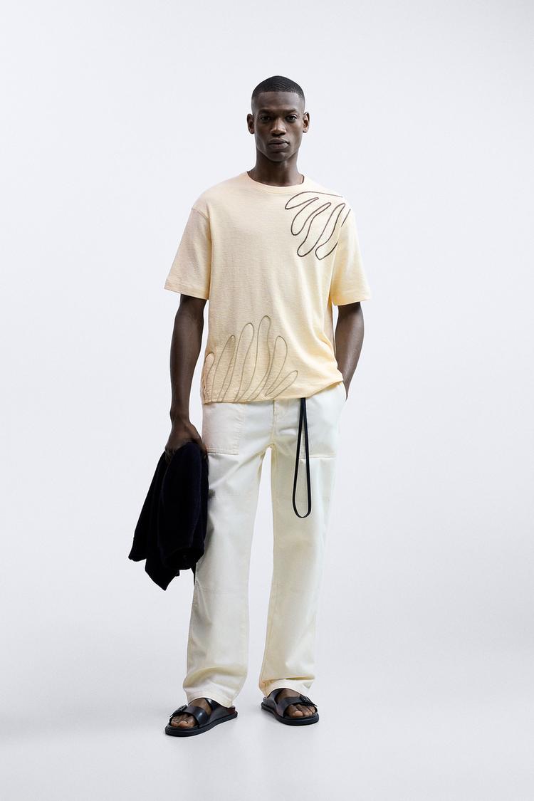 EMBROIDERED TEXTURED T-SHIRT