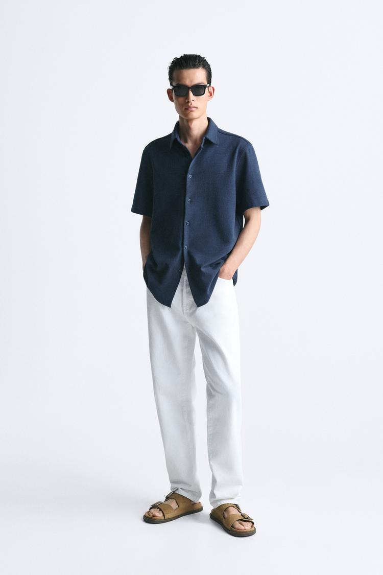 CHECK-TEXTURED WEAVE SHIRT